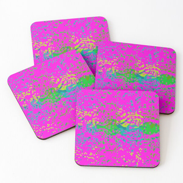 Item preview, Abstract Magenta Glitch Pixel Art with Teal & Lime Underlay designed and sold by larissa-myrie.
