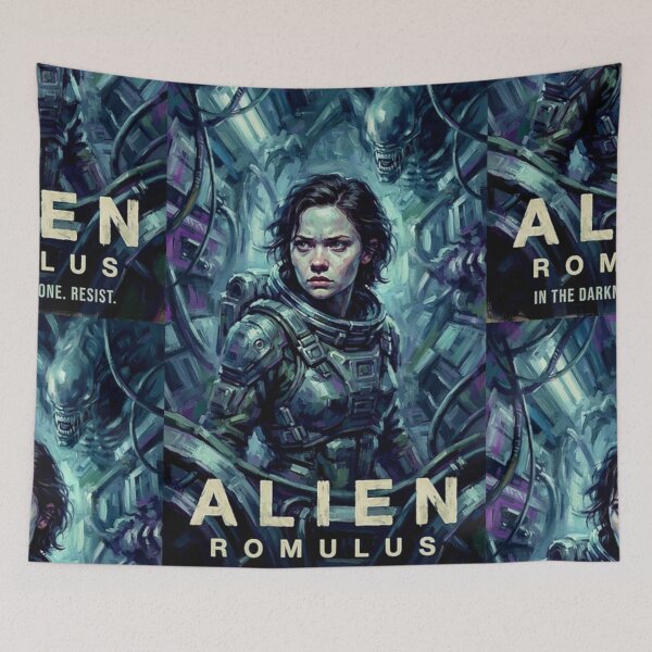 Item preview, Alien Romulus: In the Darkness Alone Resist Sci-Fi Horror Tribute Art Poster designed and sold by Art's Diner.