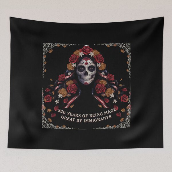 Item preview, 250 Years Made Great By Immigrants Vintage American Flag Sugar Skull Lady designed and sold by Redgiant87x.