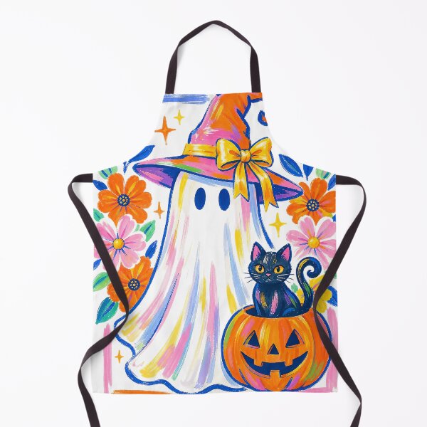 Item preview, Cute Ghost & Black Cat Halloween – Colorful Whimsical Art designed and sold by anabellstar design co.
