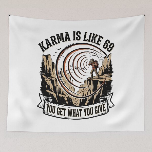 Item preview, Karma Is Like 69 You Get What You Give Funny Adult Humor Retro Design designed and sold by get55shirt.