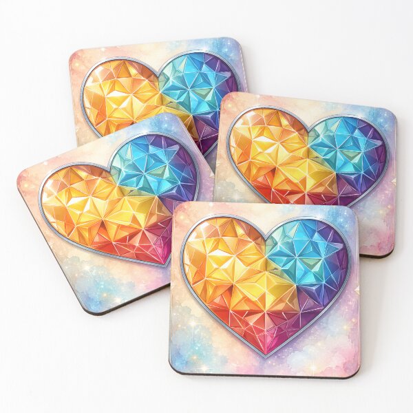 Item preview, Hearts 25 - Crystal Heart Rainbow Geometric Art designed and sold by NikaNavi.