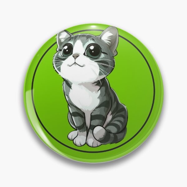 Item preview, Cute Cartoon Tabby Kitten Big Eyes Green Circle designed and sold by EHdesignShop.