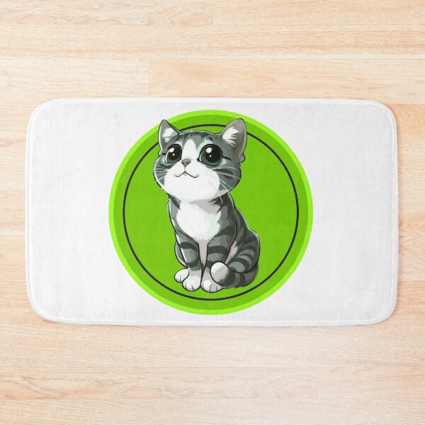 Item preview, Cute Cartoon Tabby Kitten Big Eyes Green Circle designed and sold by EHdesignShop.
