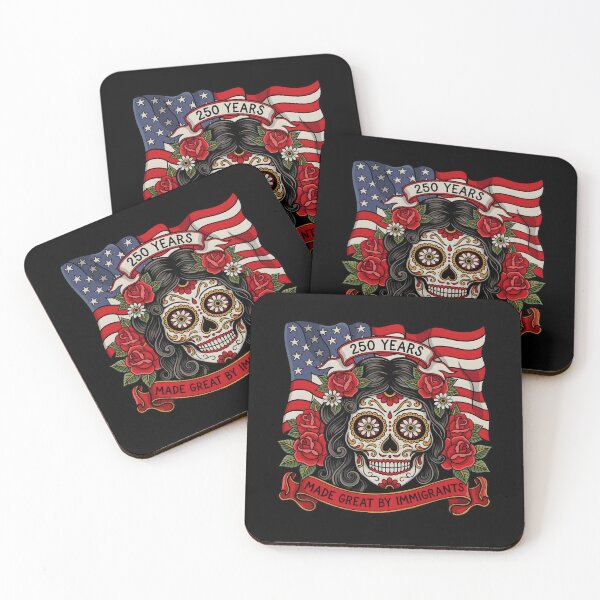 Item preview, 250 Years Made Great By Immigrants Patriotic History Lover Sugar Skull Lady designed and sold by Redgiant87x.