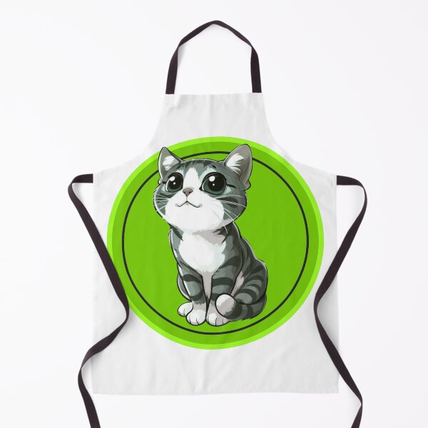 Item preview, Cute Cartoon Tabby Kitten Big Eyes Green Circle designed and sold by EHdesignShop.