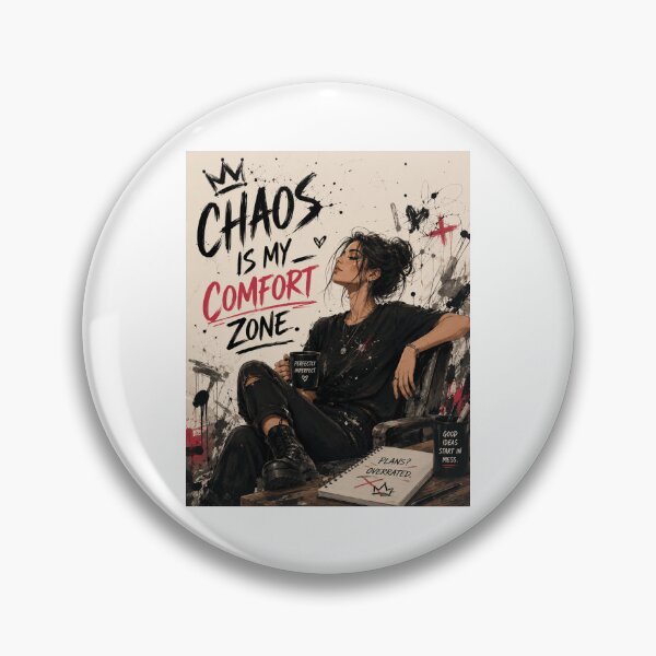 Item preview, Chaos Is My Comfort Zone Edgy Woman Black Red Street Art Quote designed and sold by Leogasup.