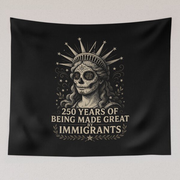Item preview, 250 Years Made Great By Immigrants American Flag Heritage with Sugar Skull Lady designed and sold by Redgiant87x.