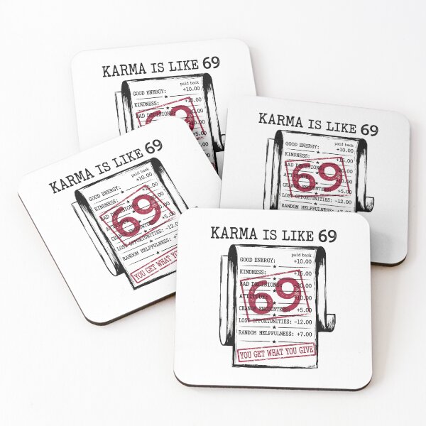 Item preview, Karma Is Like 69 Funny Sarcastic Meme Vintage Typography Design designed and sold by get55shirt.