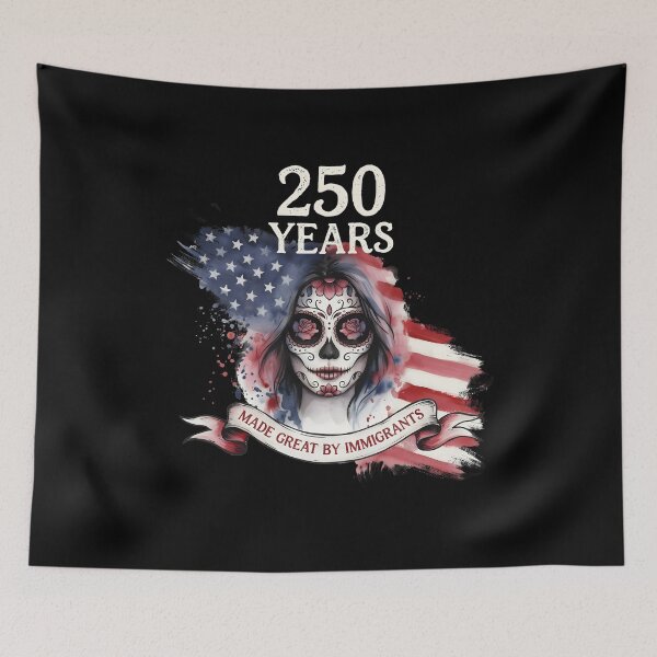 Item preview, 250 Years Made Great By Immigrants Cultural Pride Sugar Skull Lady American Flag designed and sold by Redgiant87x.