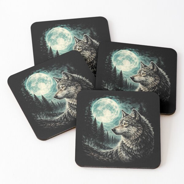 Item preview,  Moonlit Wolf | Majestic Wolf Under the Full Moon Dark Forest  designed and sold by SOUFIANE1991.