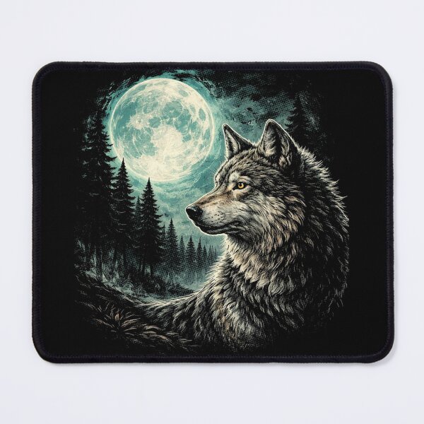 Item preview,  Moonlit Wolf | Majestic Wolf Under the Full Moon Dark Forest  designed and sold by SOUFIANE1991.