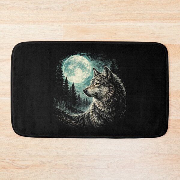 Item preview,  Moonlit Wolf | Majestic Wolf Under the Full Moon Dark Forest  designed and sold by SOUFIANE1991.