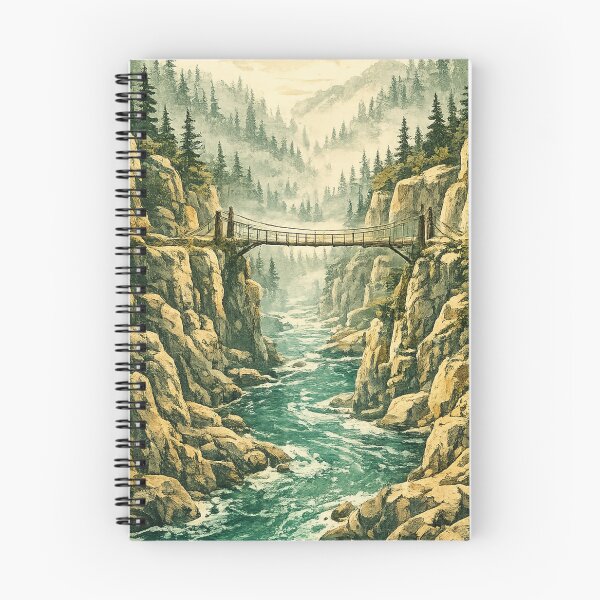 Item preview, Mountain Gorge Bridge: Dramatic Canyon Landscape With Rushing River Art designed and sold by irfanshikh.