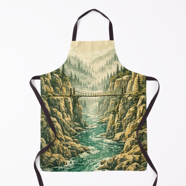 Item preview, Mountain Gorge Bridge: Dramatic Canyon Landscape With Rushing River Art designed and sold by irfanshikh.