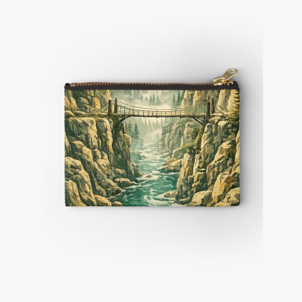 Item preview, Mountain Gorge Bridge: Dramatic Canyon Landscape With Rushing River Art designed and sold by irfanshikh.