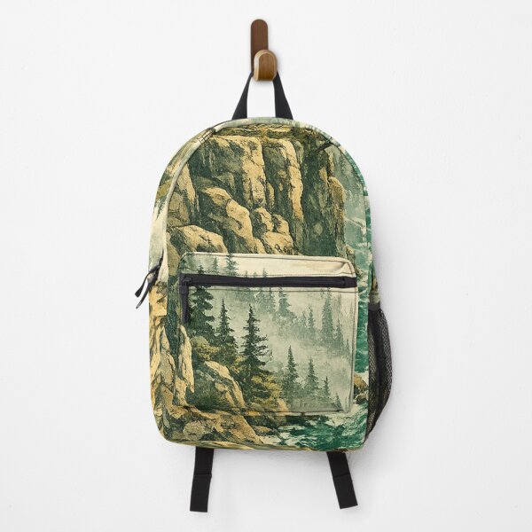 Item preview, Mountain Gorge Bridge: Dramatic Canyon Landscape With Rushing River Art designed and sold by irfanshikh.
