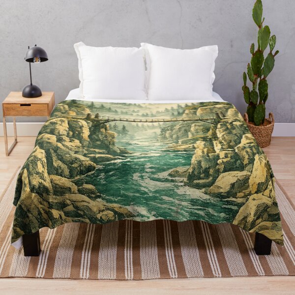 Item preview, Mountain Gorge Bridge: Dramatic Canyon Landscape With Rushing River Art designed and sold by irfanshikh.