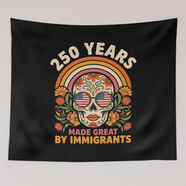 Item preview, 250 Years Made Great By Immigrants Retro Patriotic Sugar Skull Lady designed and sold by Redgiant87x.