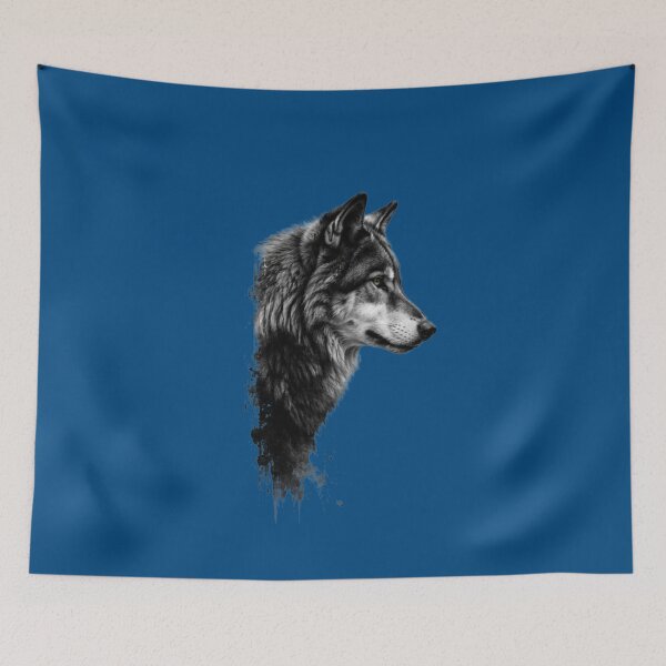 Item preview, Dark Lone Wolf Profile - Minimalist Ink Splatter Wildlife Art designed and sold by Scro-Ciob-Shop.