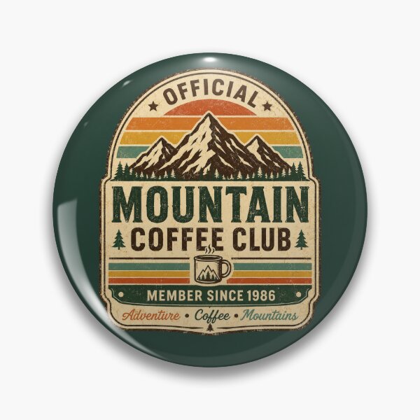 Item preview, Official Mountain Coffee Club Vintage Retro Badge designed and sold by Lunaria Arts.
