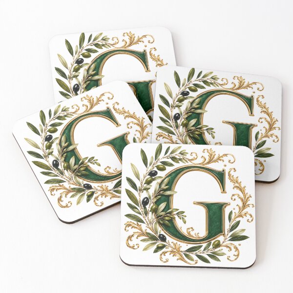 Item preview, Elegant Letter G Monogram with Olive Branches & Gold Botanical Design | Luxury Green Floral Initial designed and sold by MoodLay.