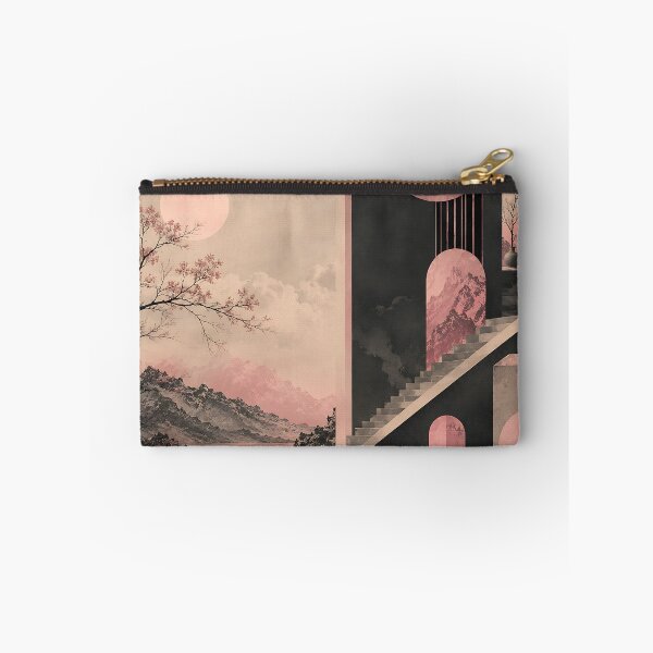 Item preview, Japanese Ink Art Meets Bauhaus — Pink Moon Cherry Blossom Geometric Print designed and sold by Aureva Arts Shop.