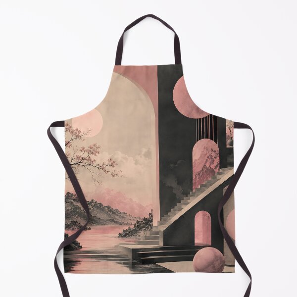 Item preview, Japanese Ink Art Meets Bauhaus — Pink Moon Cherry Blossom Geometric Print designed and sold by Aureva Arts Shop.