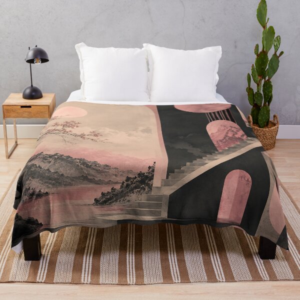 Item preview, Japanese Ink Art Meets Bauhaus — Pink Moon Cherry Blossom Geometric Print designed and sold by Aureva Arts Shop.