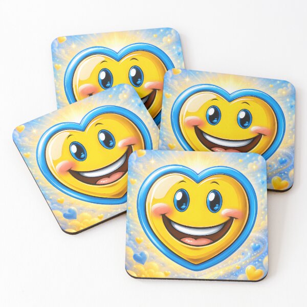 Item preview, Hearts 26 - Cute Yellow and Blue Smiling Heart Art designed and sold by NikaNavi.