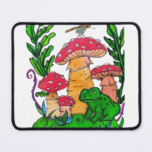 Item preview, Illustration of a little frog with mushrooms and nature designed and sold by TommyDraws-5-.