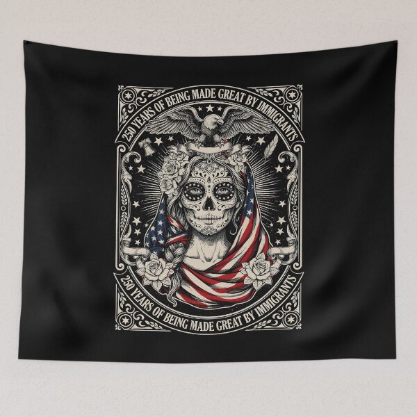 Item preview, 250 Years Made Great By Immigrants Artistic Sugar Skull Lady Patriotic designed and sold by Redgiant87x.