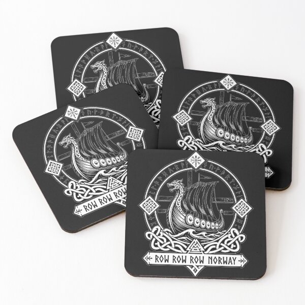 Item preview, Row Row Row Norway Dragon Ship Runic Emblem Gift for Vikings designed and sold by Nightarel.