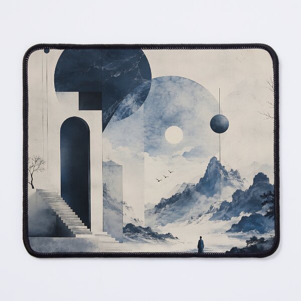 Item preview, Zen Solitude — Abstract Geometric Chinese Landscape Art designed and sold by Aureva Arts Shop.