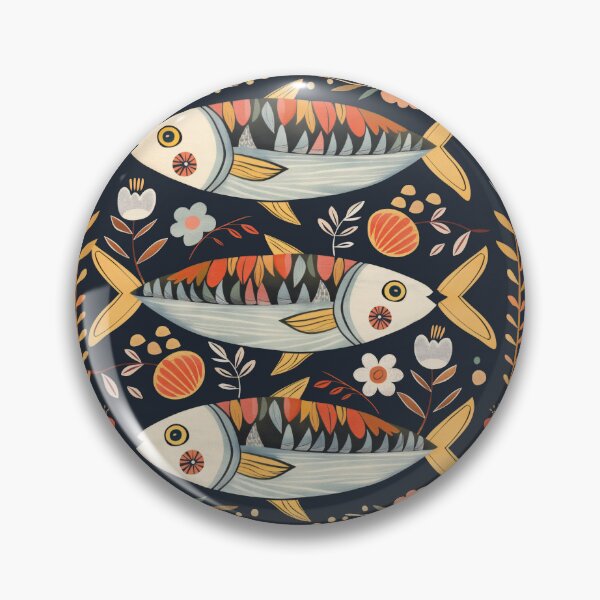 Item preview, Scandinavian Folk Art, Floral Sardines designed and sold by xiao xuans.