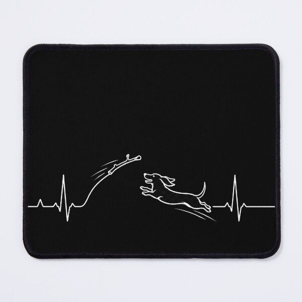 Item preview, ❤️ HEARTBEAT COLLECITON ❤️ - Heartbeat Dog - Joyful dog chasing heartbeat arc - Dachshund - for darker backgrounds designed and sold by WheelieGdArt.