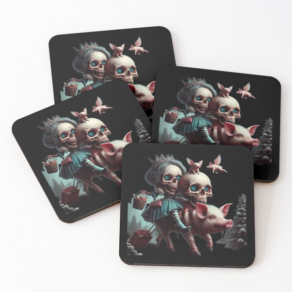 Item preview, Gothic Skull Queen Traveling on Pig Winter Horror Art designed and sold by LujziWorld.