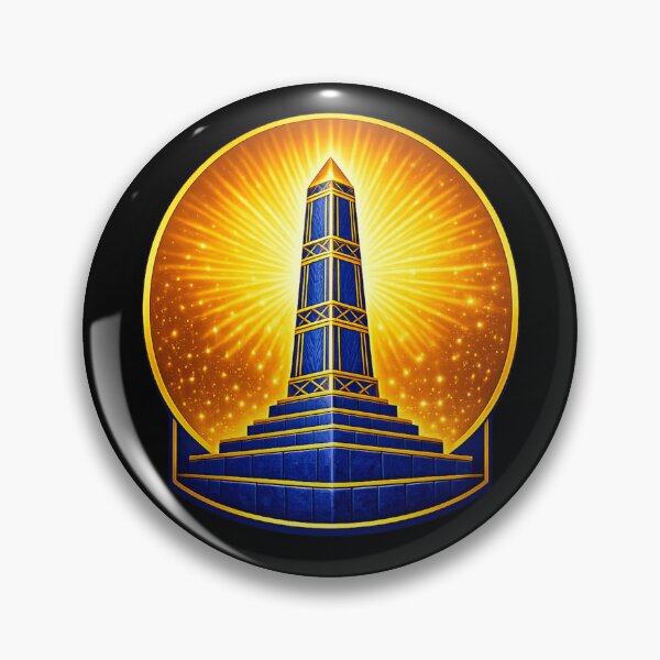 Item preview, Egyptian Obelisk Gold Power — Ancient Heritage Bold Art Badge Blue and Gold designed and sold by ArtoryWorks.