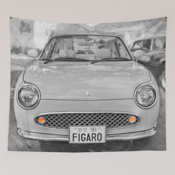 Item preview, Monochrome 1991 Nissan Figaro Boutique JDM Coupe Fine Art Poster designed and sold by RichFrancoCars.