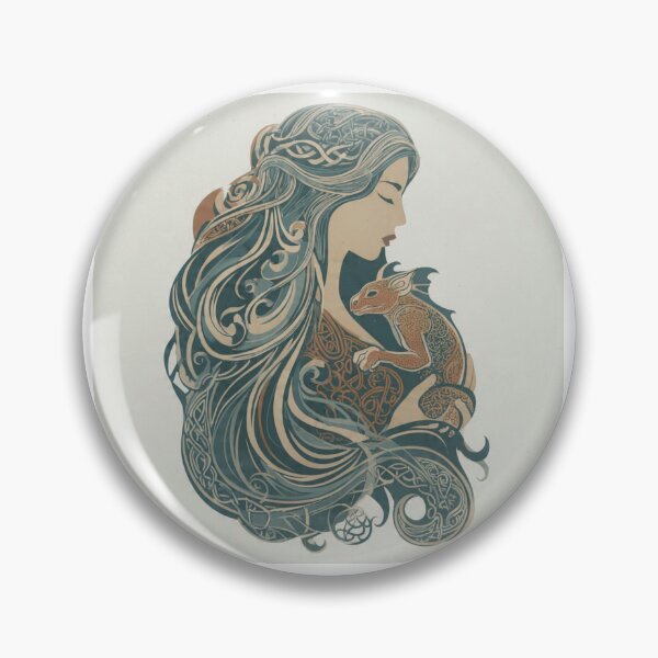 Item preview, Celtic Dragon Goddess Art Nouveau Baby Dragon Familiar Tags designed and sold by ExpressoJungle.