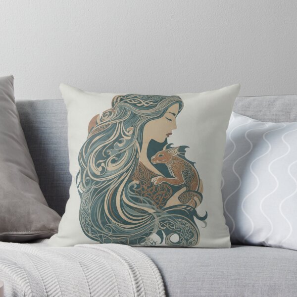 Item preview, Celtic Dragon Goddess Art Nouveau Baby Dragon Familiar Tags designed and sold by ExpressoJungle.