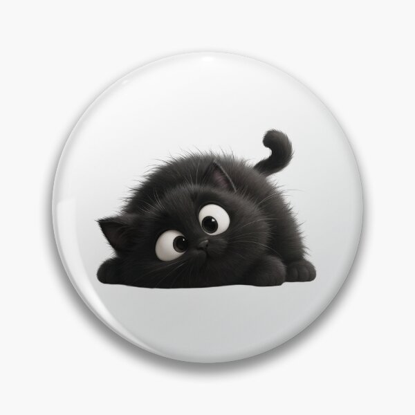 Item preview, Cute Fluffy Black Cat with Big Eyes designed and sold by سله أرت.