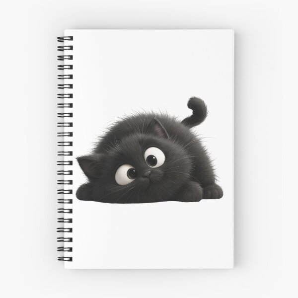 Item preview, Cute Fluffy Black Cat with Big Eyes designed and sold by سله أرت.