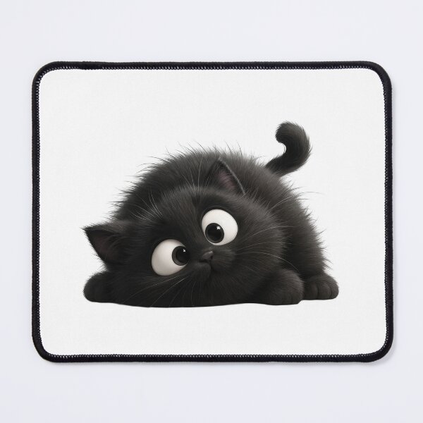 Item preview, Cute Fluffy Black Cat with Big Eyes designed and sold by سله أرت.