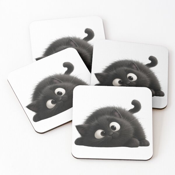 Item preview, Cute Fluffy Black Cat with Big Eyes designed and sold by سله أرت.