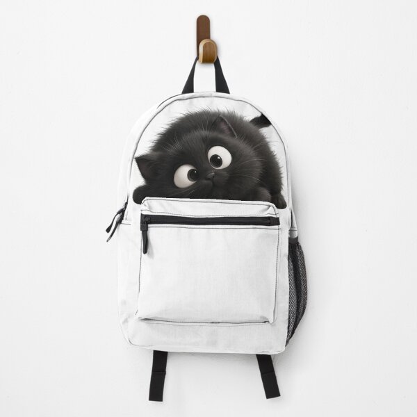Item preview, Cute Fluffy Black Cat with Big Eyes designed and sold by سله أرت.