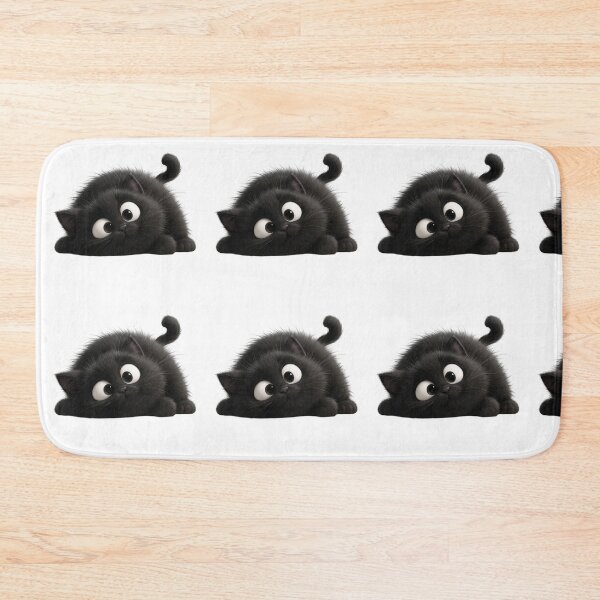 Item preview, Cute Fluffy Black Cat with Big Eyes designed and sold by سله أرت.