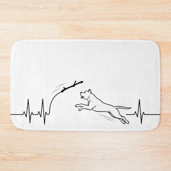 Item preview, ❤️ HEARTBEAT COLLECITON ❤️ - Heartbeat Dog - Joyful dog chasing heartbeat arc - Dogo Argentino designed and sold by WheelieGdArt.