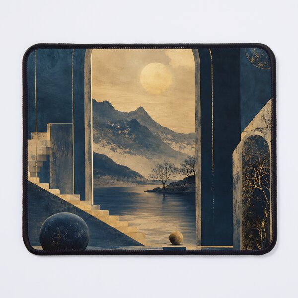 Item preview, Surreal Moonlit Archway — Dark Academia Fantasy Landscape Art designed and sold by Aureva Arts Shop.