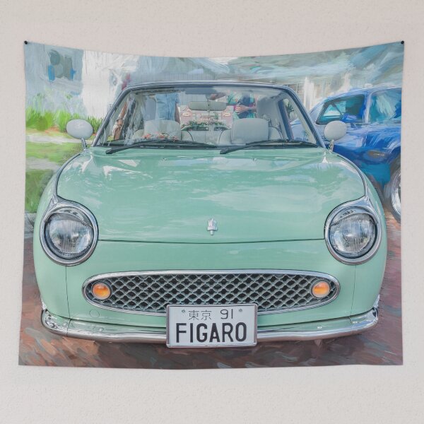 Item preview, 1991 Nissan Figaro Emerald Green and White Roof Isolated Paint Style Print designed and sold by RichFrancoCars.